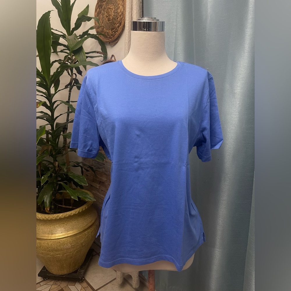 Lands' End Women's Short Sleeve Blue Tee